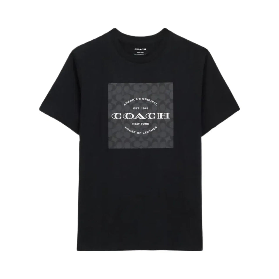 Coach Signature Square T-Shirt In Organic Cotton Black