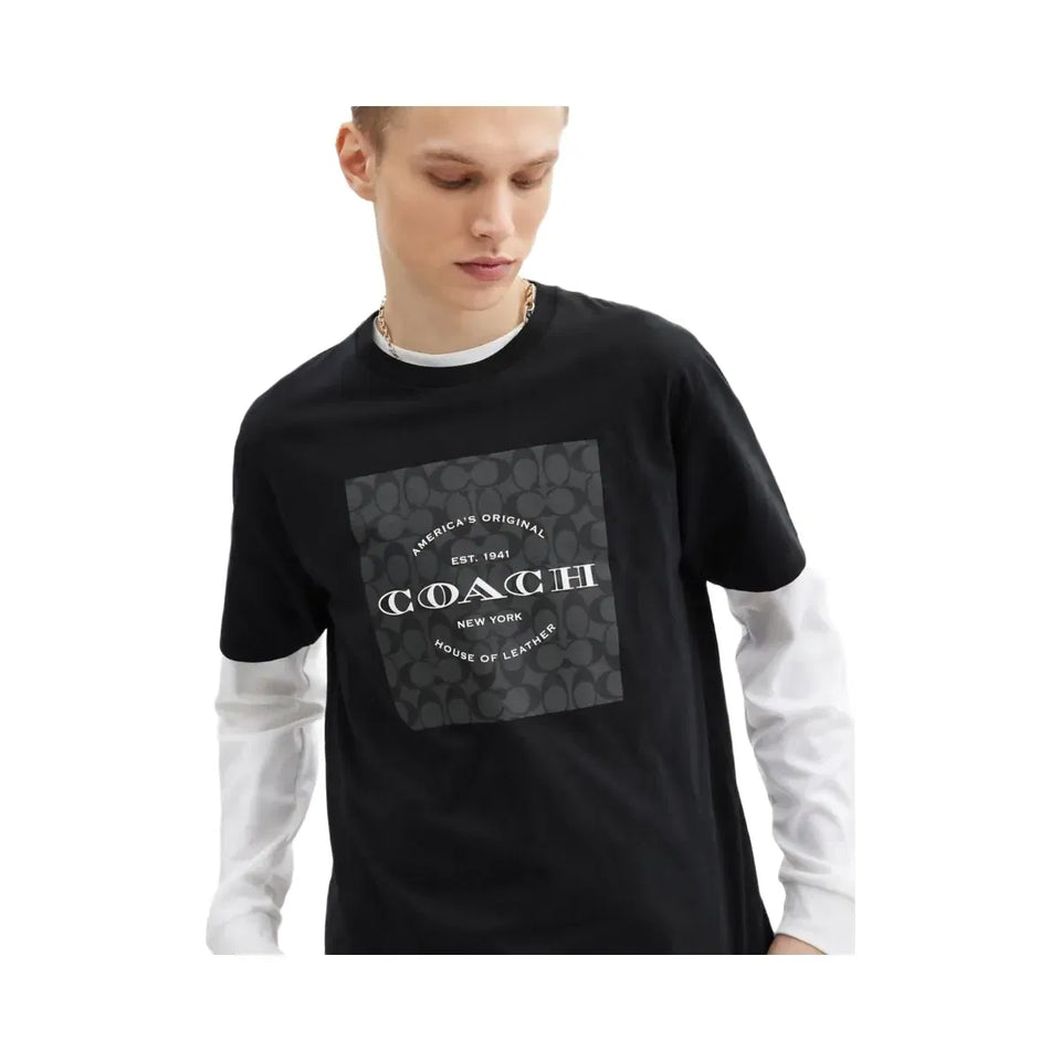Coach Signature Square T-Shirt In Organic Cotton Black