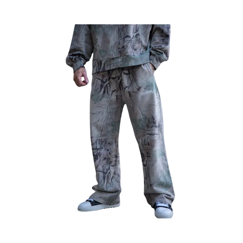 YoungLA Tree Camo Collection No Cuff Sweats Beige Tree Camo