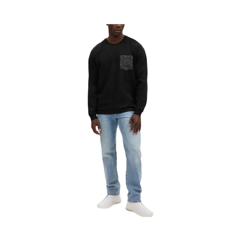 Coach Signature Long Sleeve T-Shirt In Organic Cotton Black