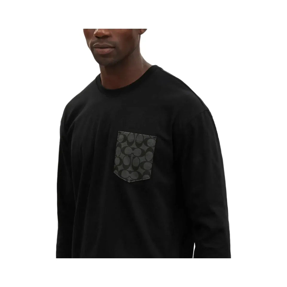 Coach Signature Long Sleeve T-Shirt In Organic Cotton Black