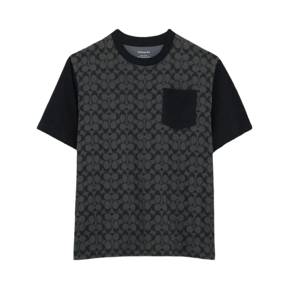 Coach Signature T-Shirt In Organic Cotton Charcoal Signature