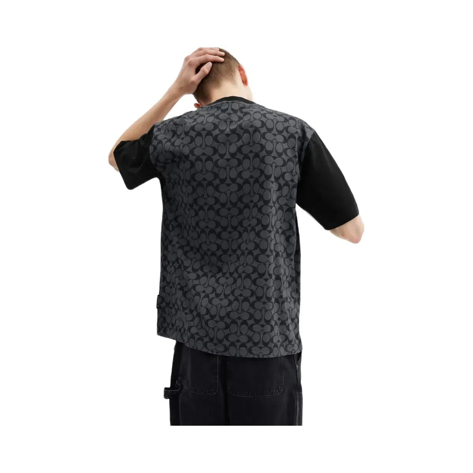 Coach Signature T-Shirt In Organic Cotton Charcoal Signature