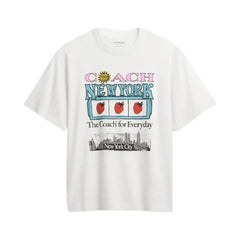 Coach New York Collage Relaxed T-Shirt In Organic Cotton White
