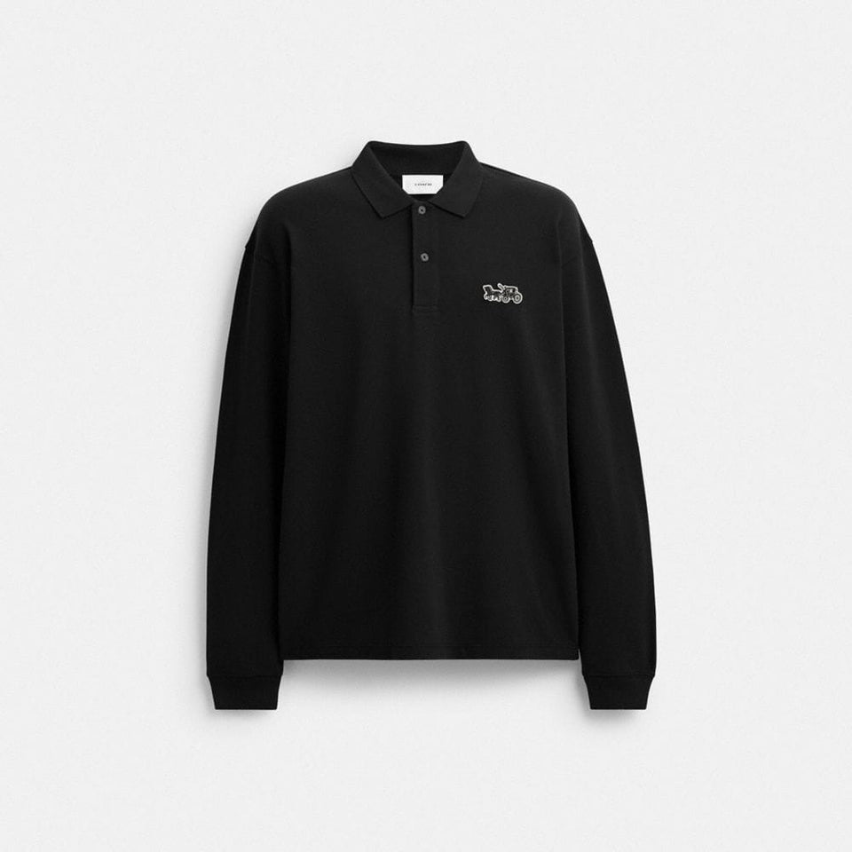 Coach Horse And Carriage Long Sleeve Polo Black