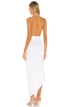 superdown Mia Drape Slit Dress in White