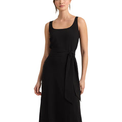 Belted Crepe Sleeveless Dress