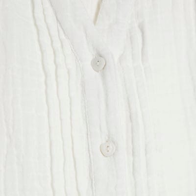 White Frill Collar Short Sleeve Blouse