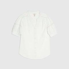 White Frill Collar Short Sleeve Blouse