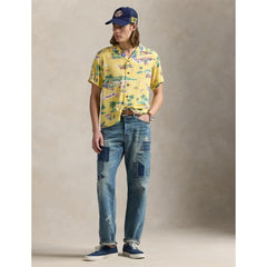 Rayon Bear Short-Sleeve Patterned Shirt