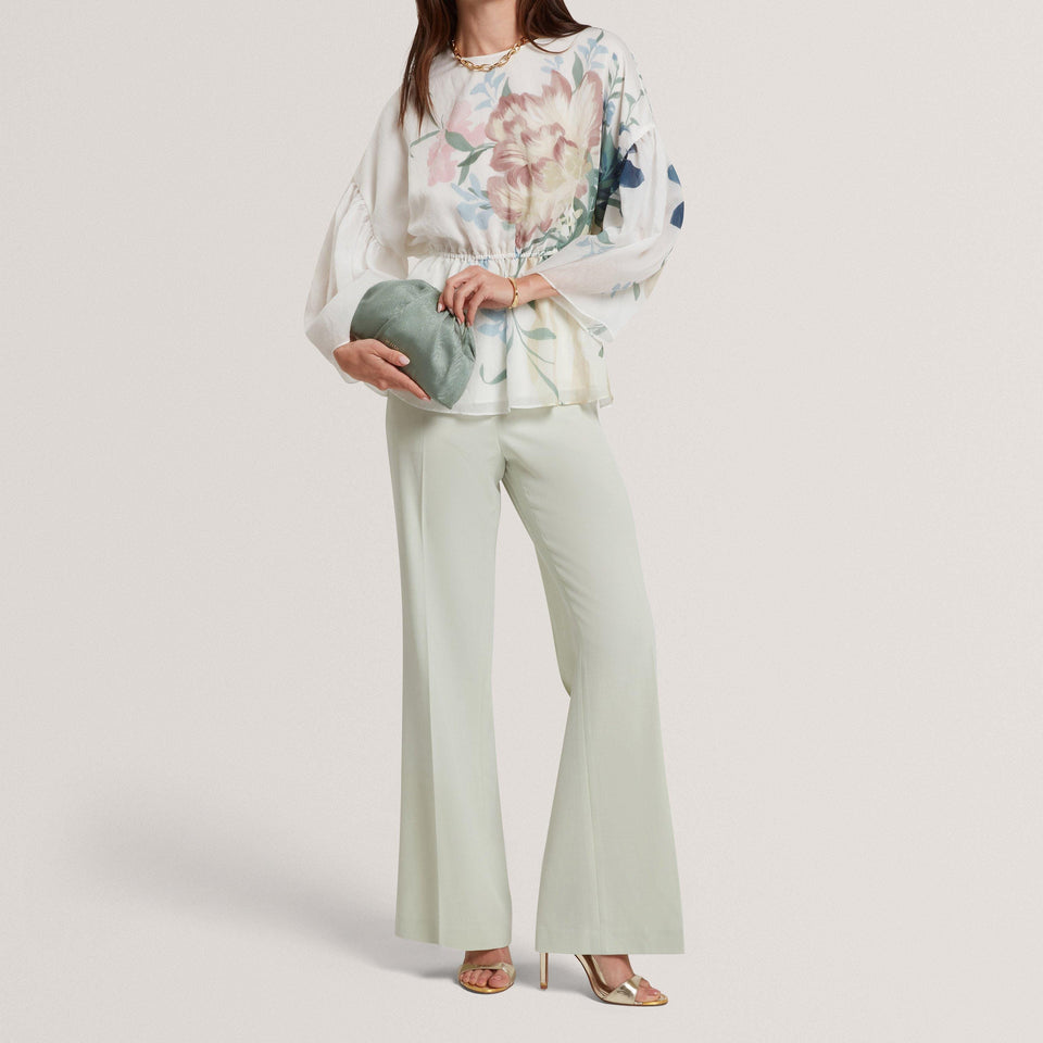 Ted Baker Soft Blooms Puff Sleeve Peplum Top