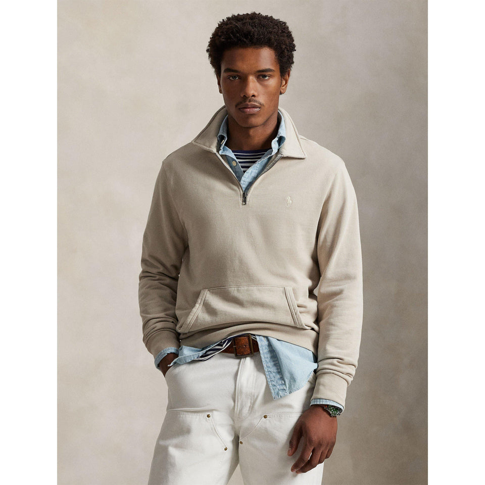Loopback Terry Cotton Quarter Zip Sweater