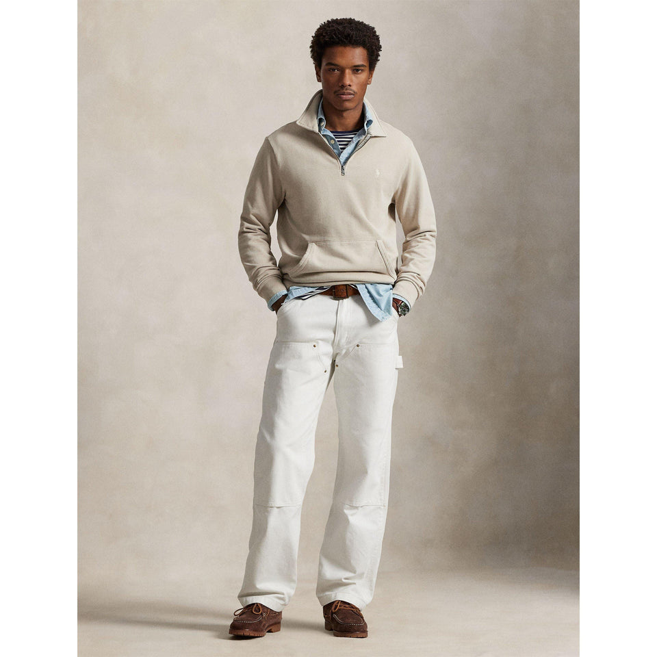 Loopback Terry Cotton Quarter Zip Sweater