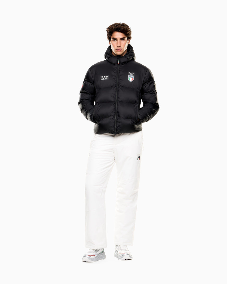 EA7 Padded top in ripstop with hood and Italia print Olympics
