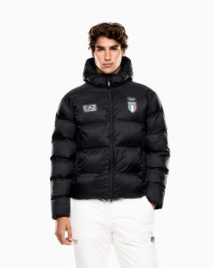 EA7 Padded top in ripstop with hood and Italia print Olympics