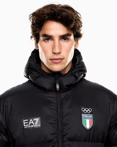 EA7 Padded top in ripstop with hood and Italia print Olympics
