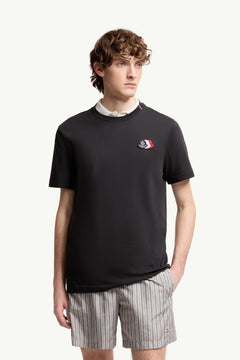 Moncler Embroidered Tricolor Logo Cotton T-Shirt Navy Blue Navy Blue