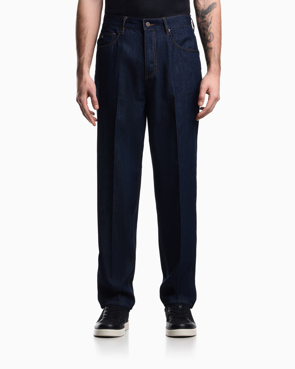 Emporio Armani J73 loose fit jeans in light rinse wash denim