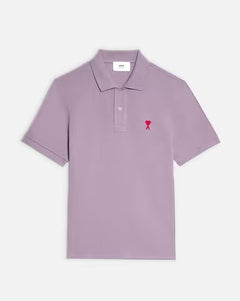 Ami De Coeur Organic Cotton Regular Fit Polo T-Shirt With Embroidered Logo (light-violet)