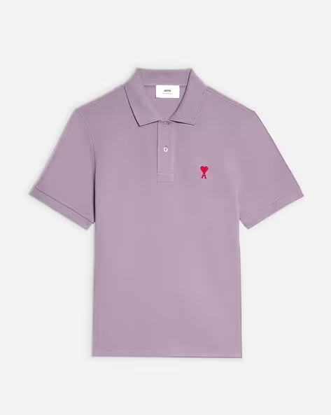 Ami De Coeur Organic Cotton Regular Fit Polo T-Shirt With Embroidered Logo (light-violet)