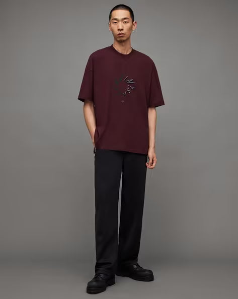 ALL SAINTS HALO SS CREW MARSH RED TSHIRT