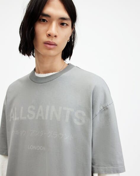 ALL SAINTS LASER SS CREW SUNTBURN ORANGE TSHIRT