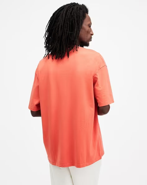 ALL SAINTS LASER SS CREW SUNTBURN ORANGE TSHIRT