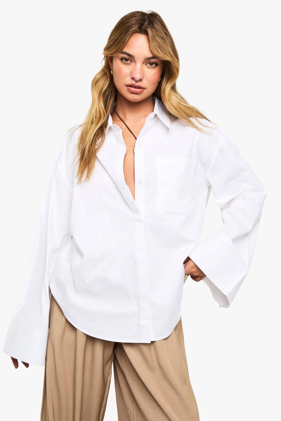Cotton Wide Sleeve Oversized Shirt