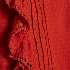Orange Long Sleeve Ruffle Blouse