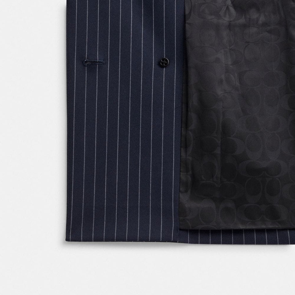 Coach Double Breasted Blazer Navy White
