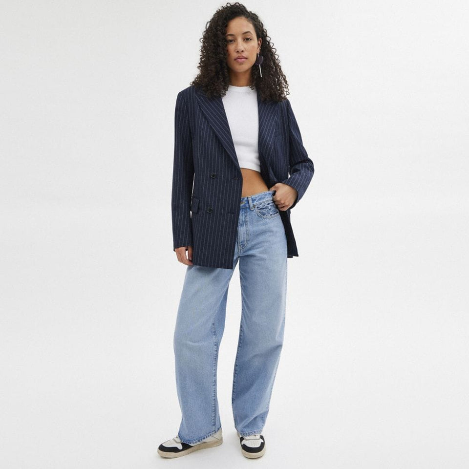Coach Double Breasted Blazer Navy White