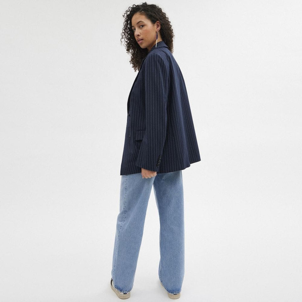 Coach Double Breasted Blazer Navy White
