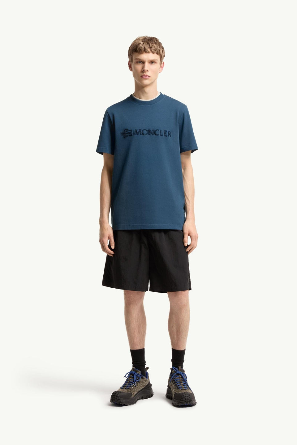 Moncler Logo Cotton T-Shirt Ink Blue Ink Blue