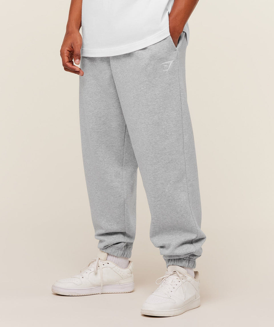 Gymshark Crest Oversized Joggers - Light Grey Core Marl