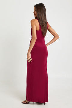 Slinky Ruched Wrap Maxi Dress