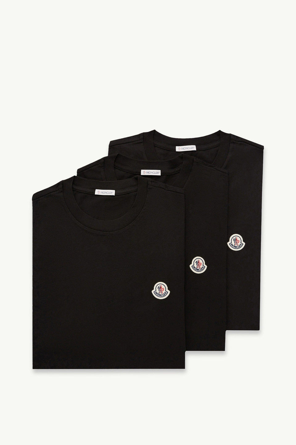 Moncler Logo Patch Cotton T-Shirt (Pack Of Three) Black Black