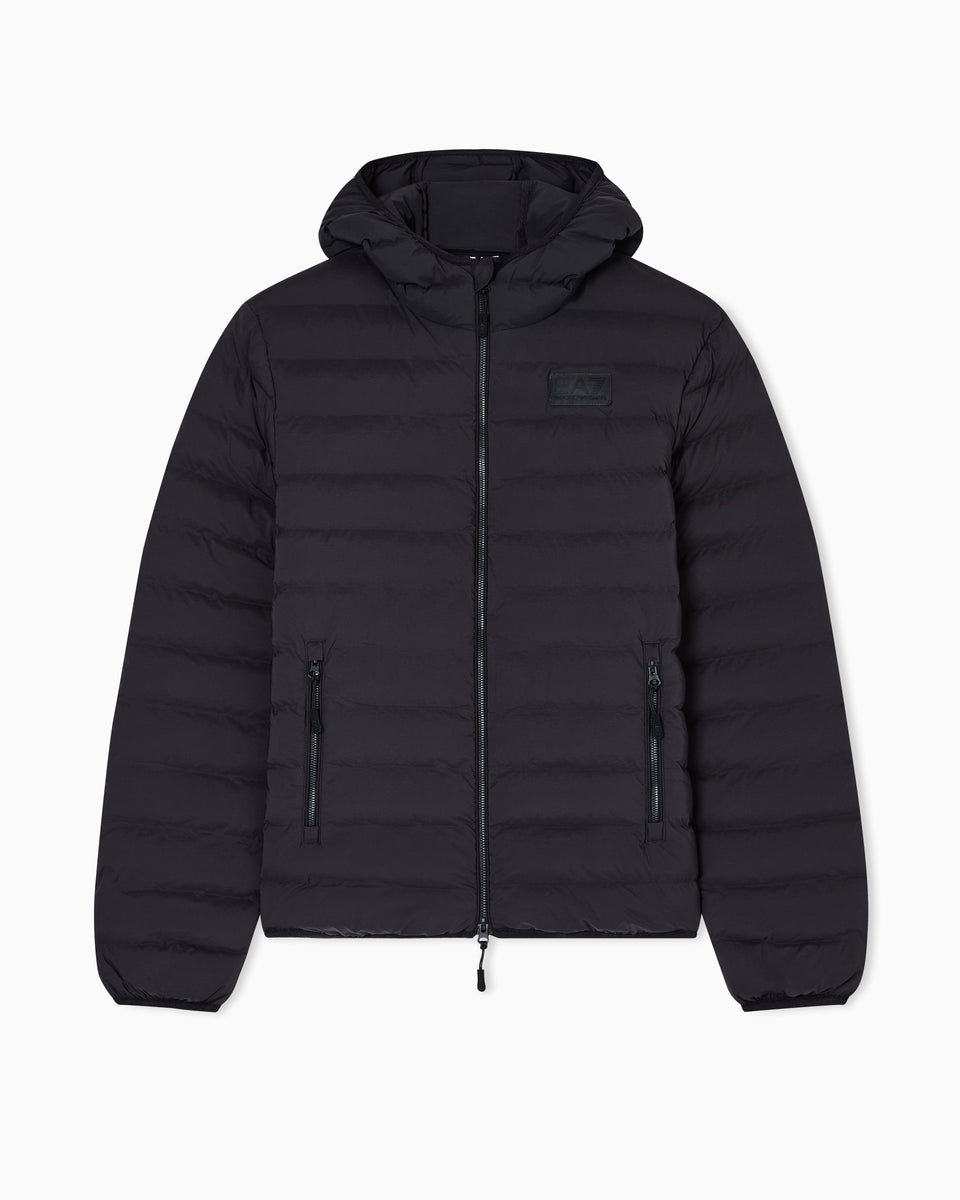 EA7 Water-resistant Winter jacket with a fixed hood