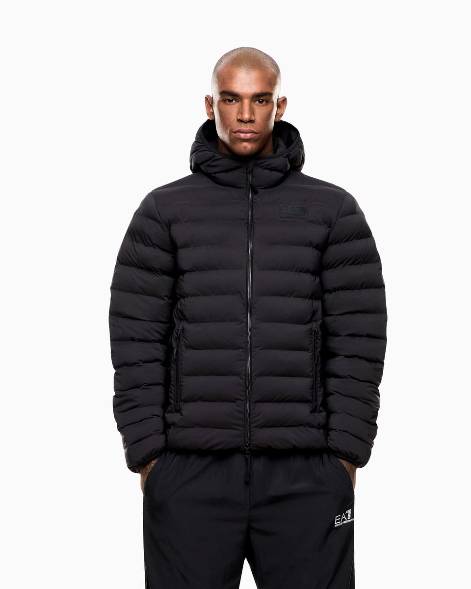 EA7 Water-resistant Winter jacket with a fixed hood