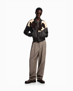 Emporio Armani Blouson jacket in washed, vegetable-tanned nappa leather with a pony skin-effect insert