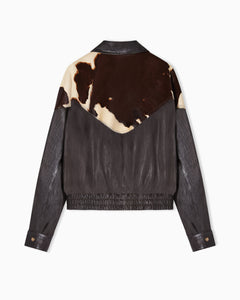 Emporio Armani Blouson jacket in washed, vegetable-tanned nappa leather with a pony skin-effect insert