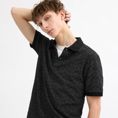 Coach Signature Polo In Organic Cotton Charcoal Signature
