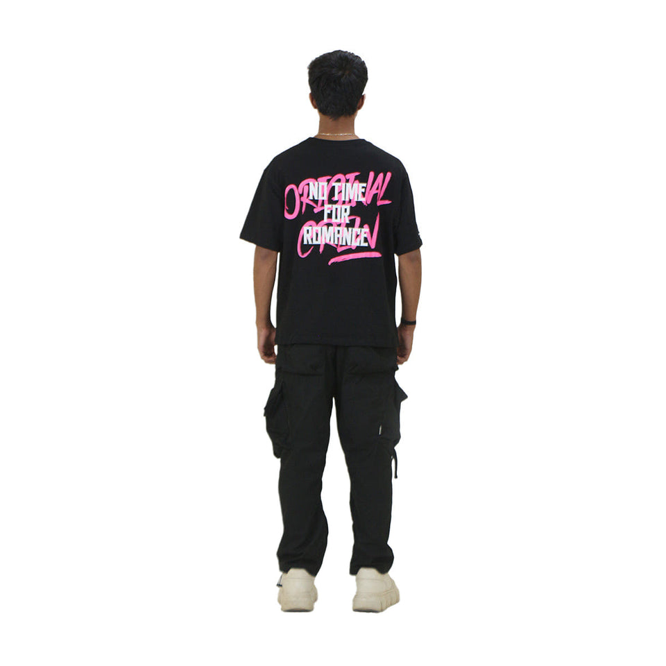 BLACK NO TIME FOR ROMANCE T-SHIRT
