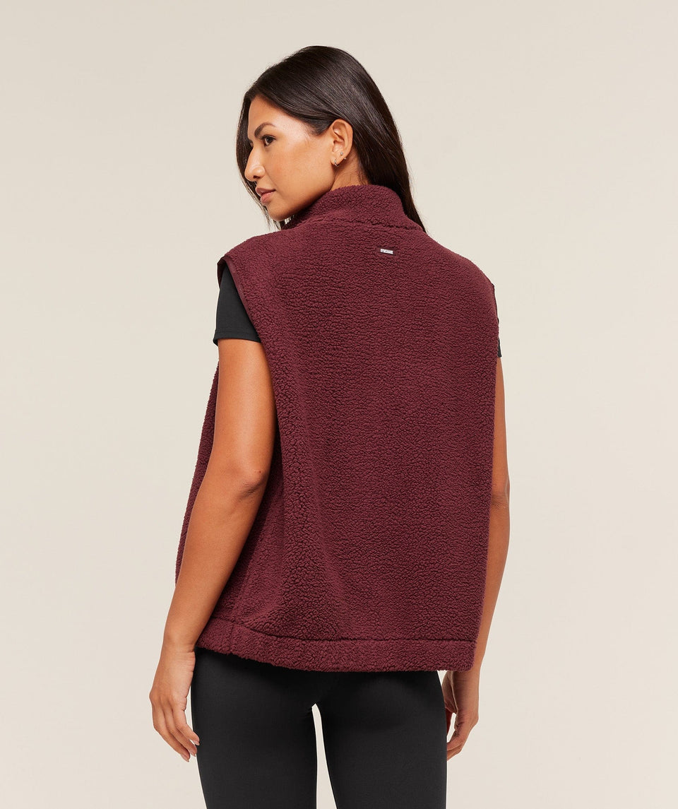 Women's Gymshark Sherpa Gilet Rich Maroon