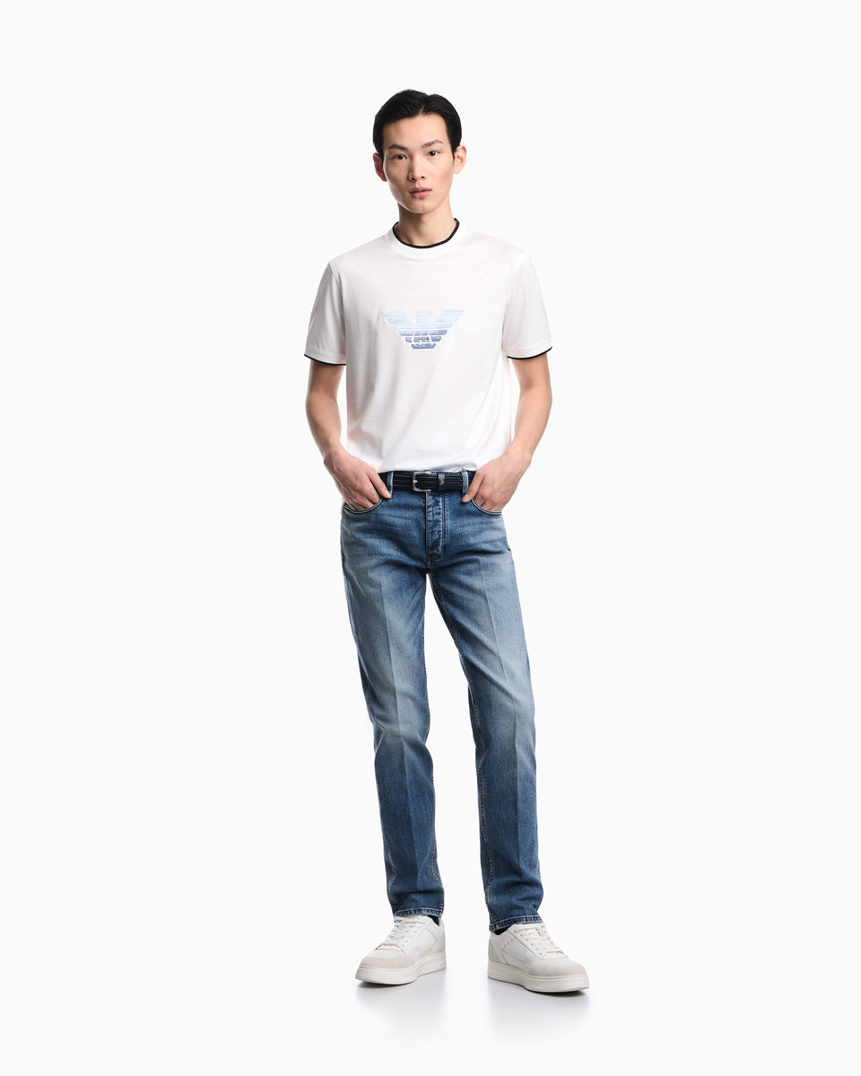 Emporio Armani J75 slim-fit, stone-washed 8.6-oz comfort stretch-denim jeans