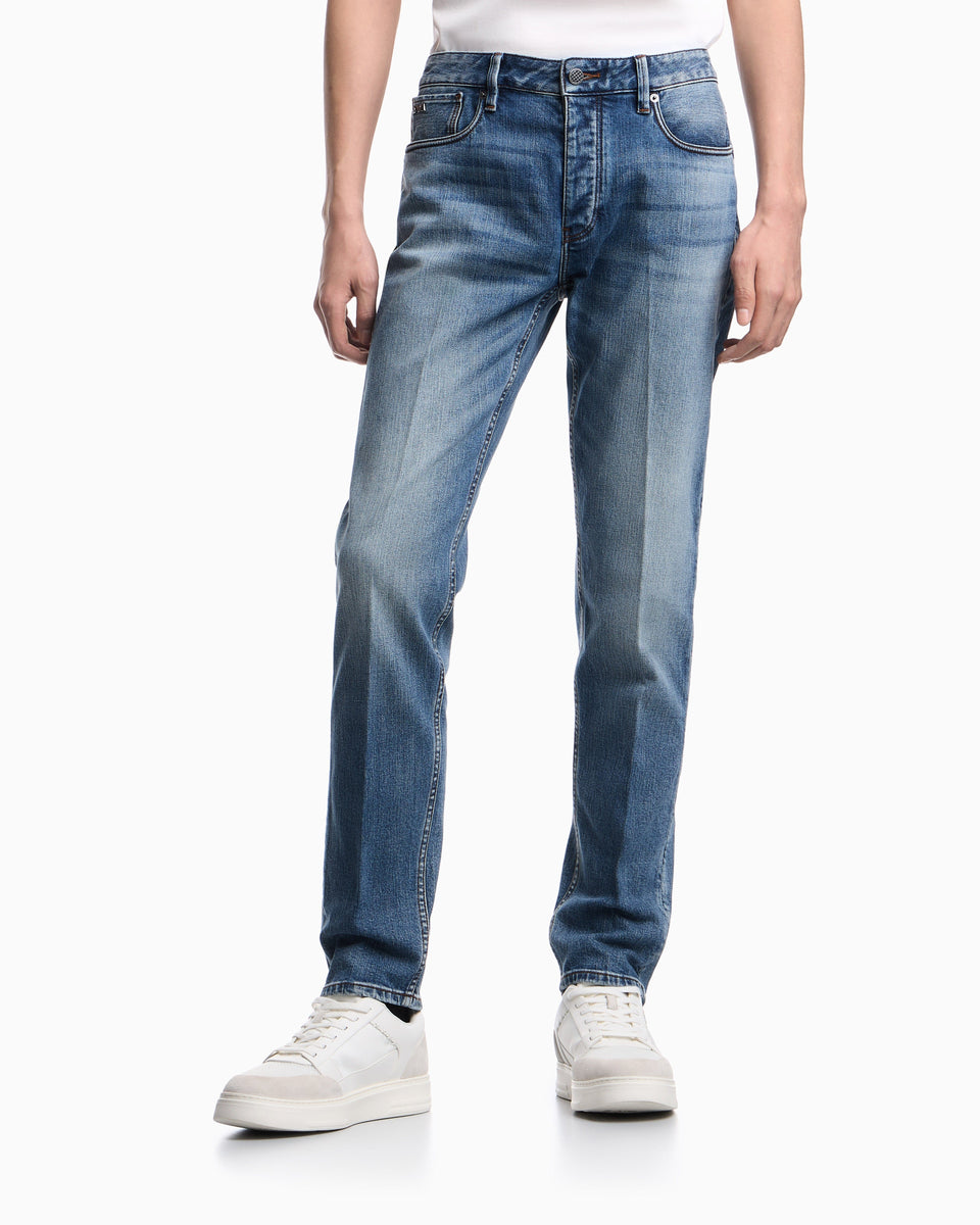 Emporio Armani J75 slim-fit, stone-washed 8.6-oz comfort stretch-denim jeans
