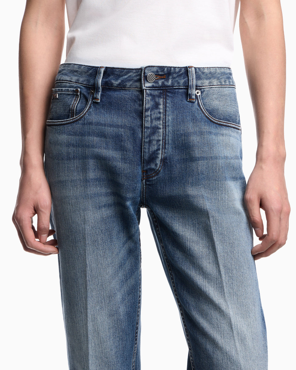 Emporio Armani J75 slim-fit, stone-washed 8.6-oz comfort stretch-denim jeans