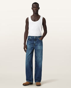 AllSaints Lenny Loose Fit Wide Leg Denim Jeans Dark Indigo