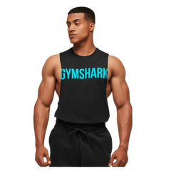 Gymshark Prime Drop Arm Tank Black/Brand Blue