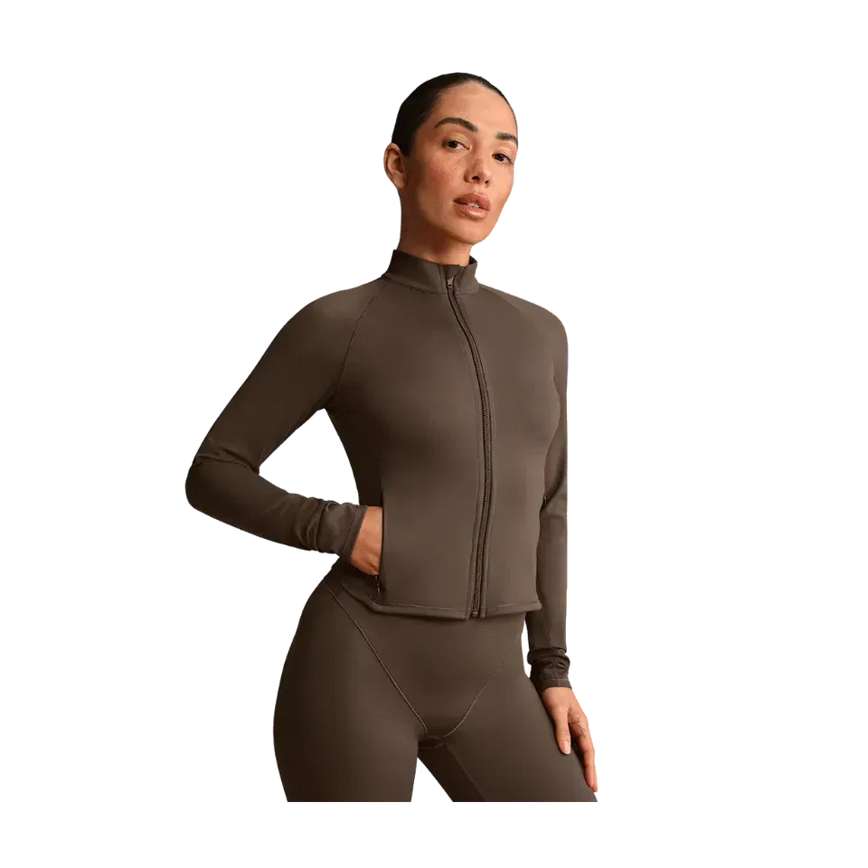 Nike X Skims Matte Women's Mock-Neck Full-Zip Jacket Dark Sepia