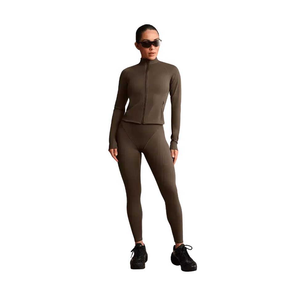 Nike X Skims Matte Women's Mock-Neck Full-Zip Jacket Dark Sepia